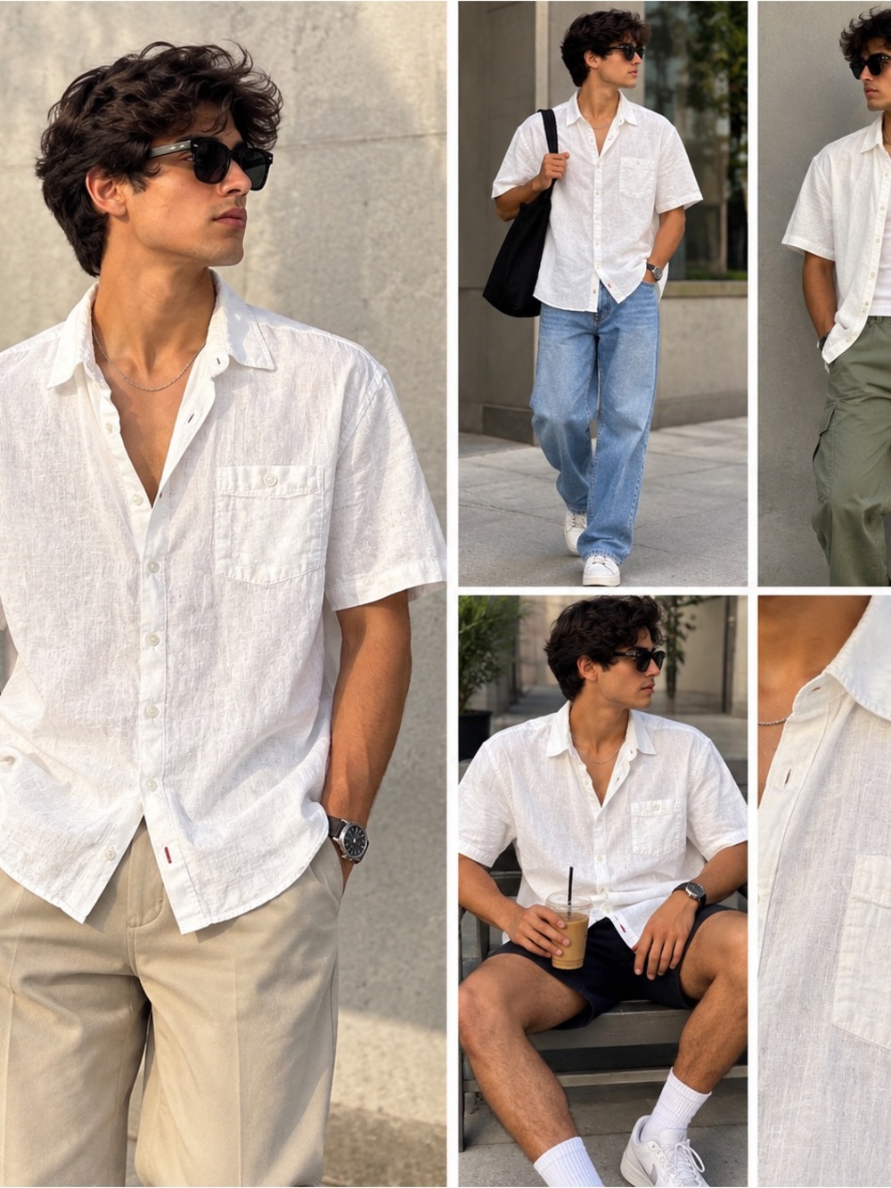 Weatherproof Vintage White Short-Sleeve Casual Button-Down Shirt Beachy Linen